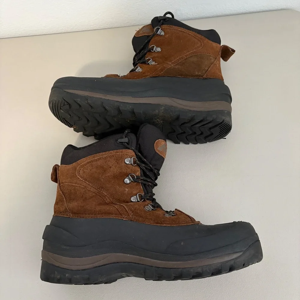 Ozark Trail Mens Brown Leather Rubber Winter Snow Boots MNOT4390502 Size 11